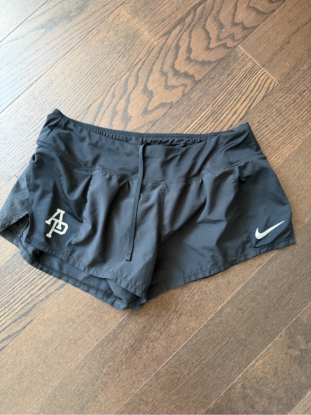 Nike Women's Black Running Shorts with White Swoosh